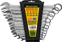 KRAFTOOL 12 шт, 6 - 24 мм, набор комбинированных гаечных ключей 27079-H12C - фото 138847