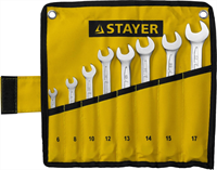 STAYER 8 шт, 6 - 17 мм, набор комбинированных гаечных ключей 27081-H8 - фото 139496