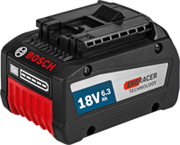 BOSCH Аккумулятор Li-ion 18 В; 6,3 Ач, батарея аккумуляторная Li-Ion, 1600A00R1A - фото 22787