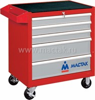 Тележка инструментальная, 5 ящиков, красная МАСТАК 521-05581R - фото 37697