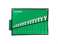 HITACHI HTC-774019, набор раздвоенных кольцевых гаечных ключей 12 предметов - фото 7849
