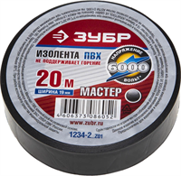 ЗУБР 19 мм х 20 м, напряжение до 6000 В/Гц, изолента ПВХ электрик-20 1234-2_z01 - фото 99575